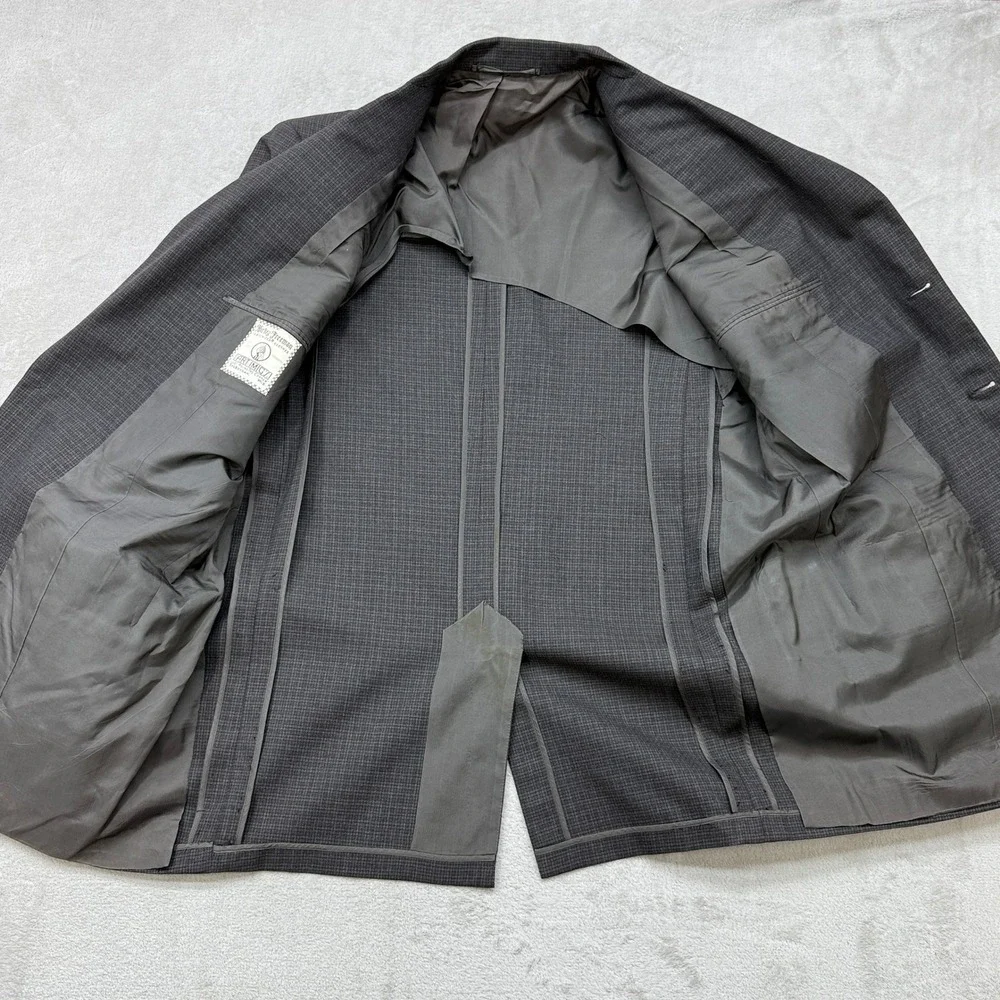 Hickey Freeman Blazer Mens 42R Grey Check 3-Button Sport Coat Wool Jacket